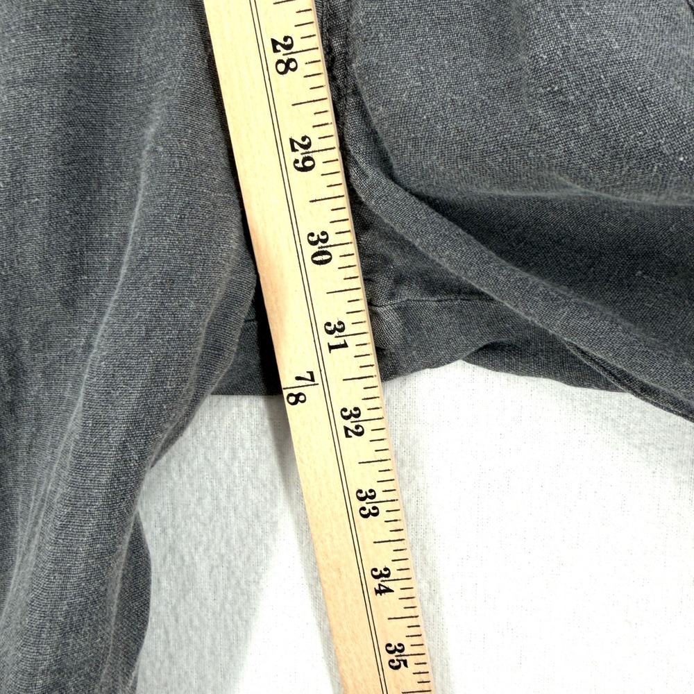 Zara Jumpsuit Women Extra Small Gray Utility 100% Linen Short Sleeve Button Up - Picture 10 of 16